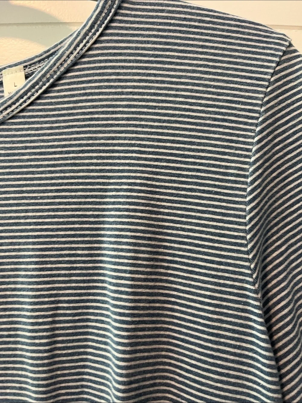 Cyrus Navy and White Micro-Stripe Short Sleeve Tee